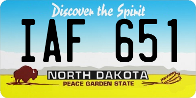 ND license plate IAF651