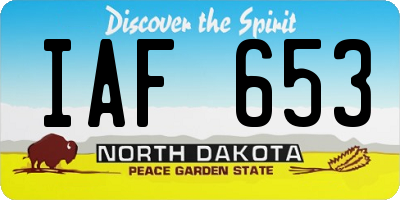 ND license plate IAF653