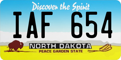 ND license plate IAF654