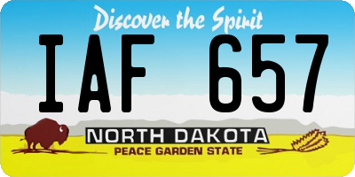 ND license plate IAF657