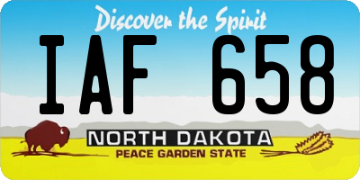 ND license plate IAF658