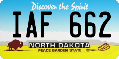 ND license plate IAF662