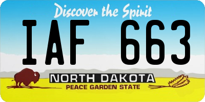 ND license plate IAF663