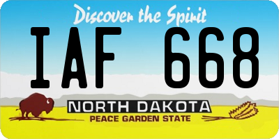 ND license plate IAF668