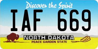 ND license plate IAF669