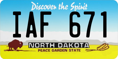 ND license plate IAF671