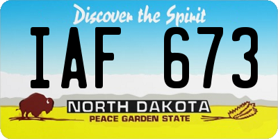 ND license plate IAF673