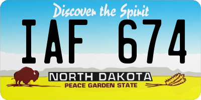 ND license plate IAF674