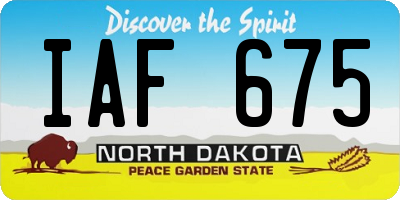 ND license plate IAF675