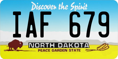 ND license plate IAF679