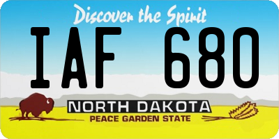 ND license plate IAF680