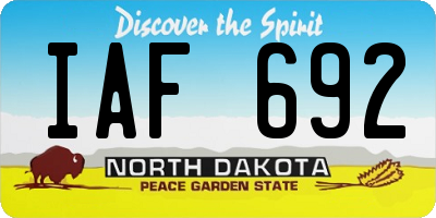 ND license plate IAF692