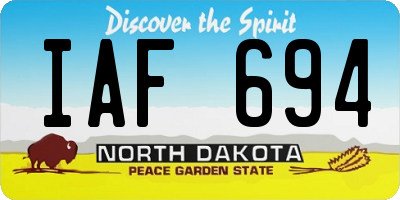 ND license plate IAF694