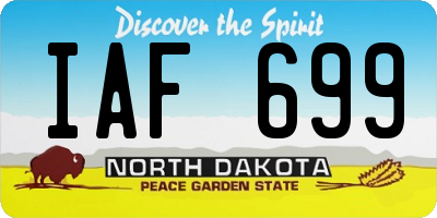 ND license plate IAF699