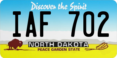 ND license plate IAF702