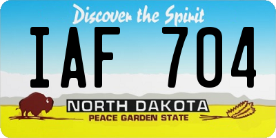 ND license plate IAF704
