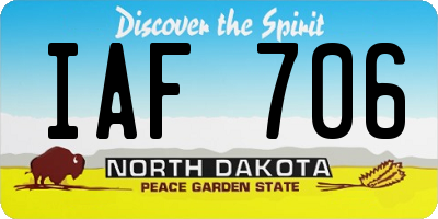 ND license plate IAF706