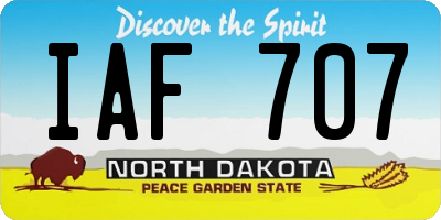 ND license plate IAF707