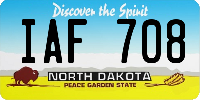 ND license plate IAF708
