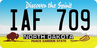 ND license plate IAF709