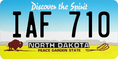 ND license plate IAF710