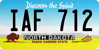 ND license plate IAF712