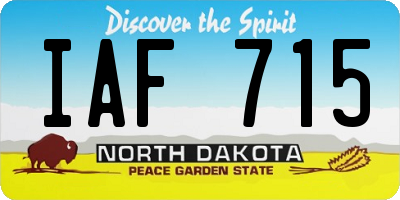 ND license plate IAF715