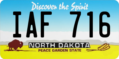 ND license plate IAF716