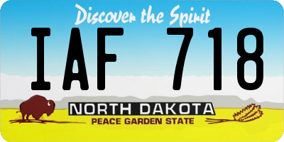 ND license plate IAF718