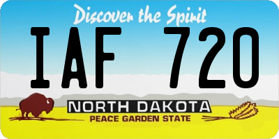 ND license plate IAF720
