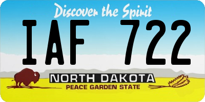 ND license plate IAF722