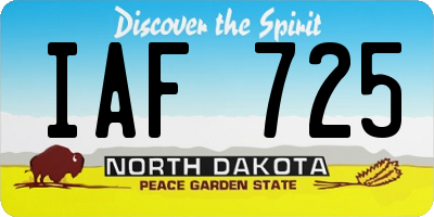 ND license plate IAF725