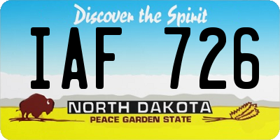ND license plate IAF726