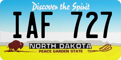 ND license plate IAF727