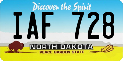 ND license plate IAF728