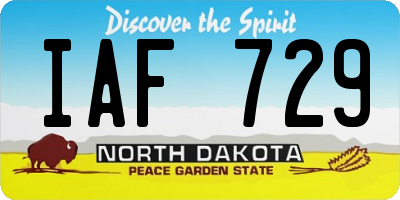 ND license plate IAF729