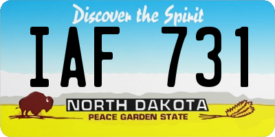 ND license plate IAF731