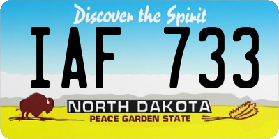 ND license plate IAF733
