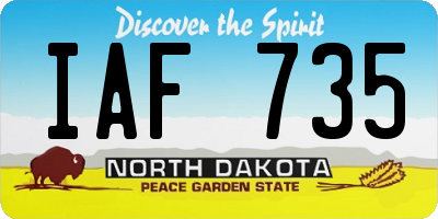 ND license plate IAF735