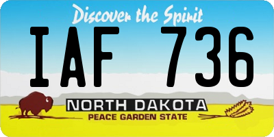 ND license plate IAF736
