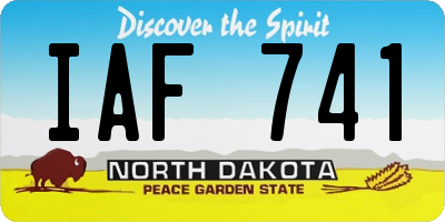 ND license plate IAF741