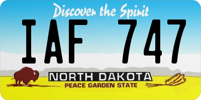 ND license plate IAF747