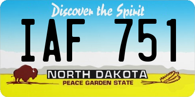 ND license plate IAF751
