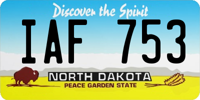 ND license plate IAF753