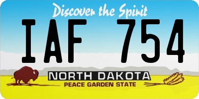 ND license plate IAF754