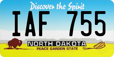 ND license plate IAF755