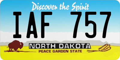 ND license plate IAF757