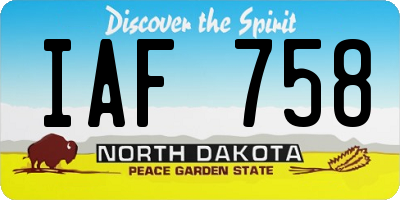 ND license plate IAF758