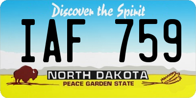 ND license plate IAF759