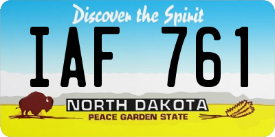 ND license plate IAF761